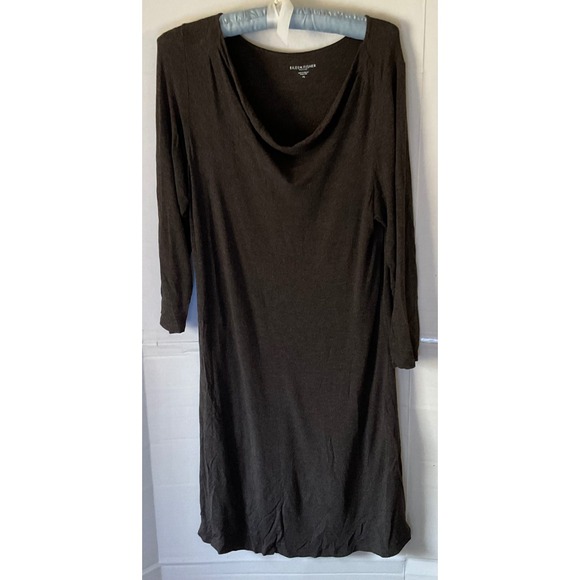 Eileen Fisher Dresses & Skirts - Eileen Fisher Petite Cowl Neck Dress Brown Italian Yarn Viscose Stretch PS